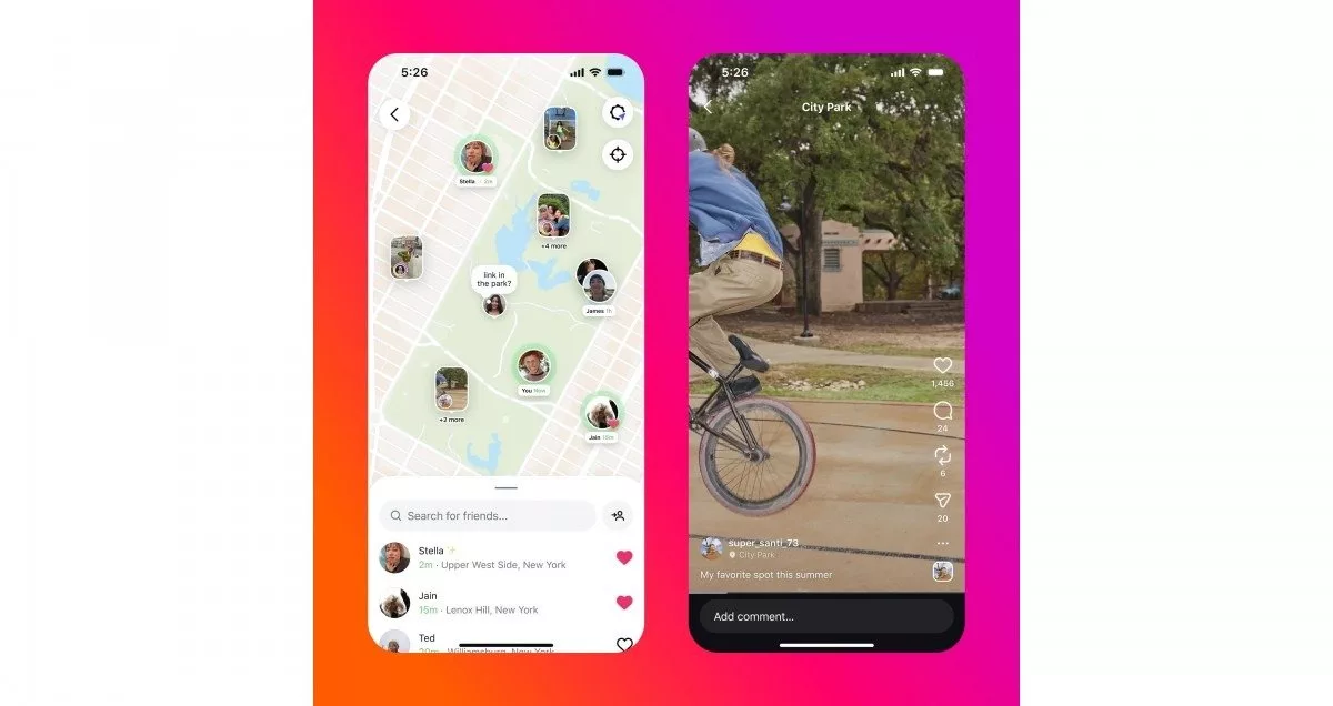 location sharing ی ئینستاگرام